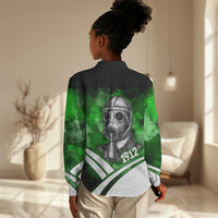 Garrett Morgan Women Casual Shirt with Gas Mask Invention Illustration, Inventing to Save Lives Quote - Wonder Print Shop