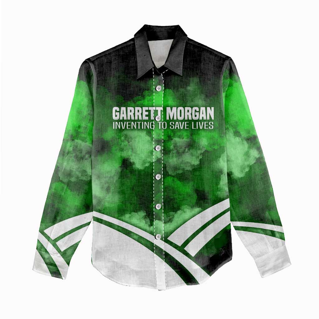 Garrett Morgan Women Casual Shirt with Gas Mask Invention Illustration, Inventing to Save Lives Quote - Wonder Print Shop