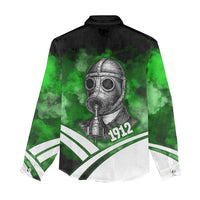 Garrett Morgan Women Casual Shirt with Gas Mask Invention Illustration, Inventing to Save Lives Quote - Wonder Print Shop