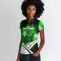 Garrett Morgan Women Polo Shirt with Gas Mask Invention Illustration, Inventing to Save Lives Quote - Wonder Print Shop