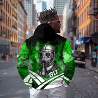 Garrett Morgan Zip Hoodie with Gas Mask Invention Illustration, Inventing to Save Lives Quote - Wonder Print Shop