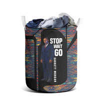Garrett Morgan Laundry Basket with Full Body Portrait, Stop Wait Go Quote, Traffic Light Design - Wonder Print Shop