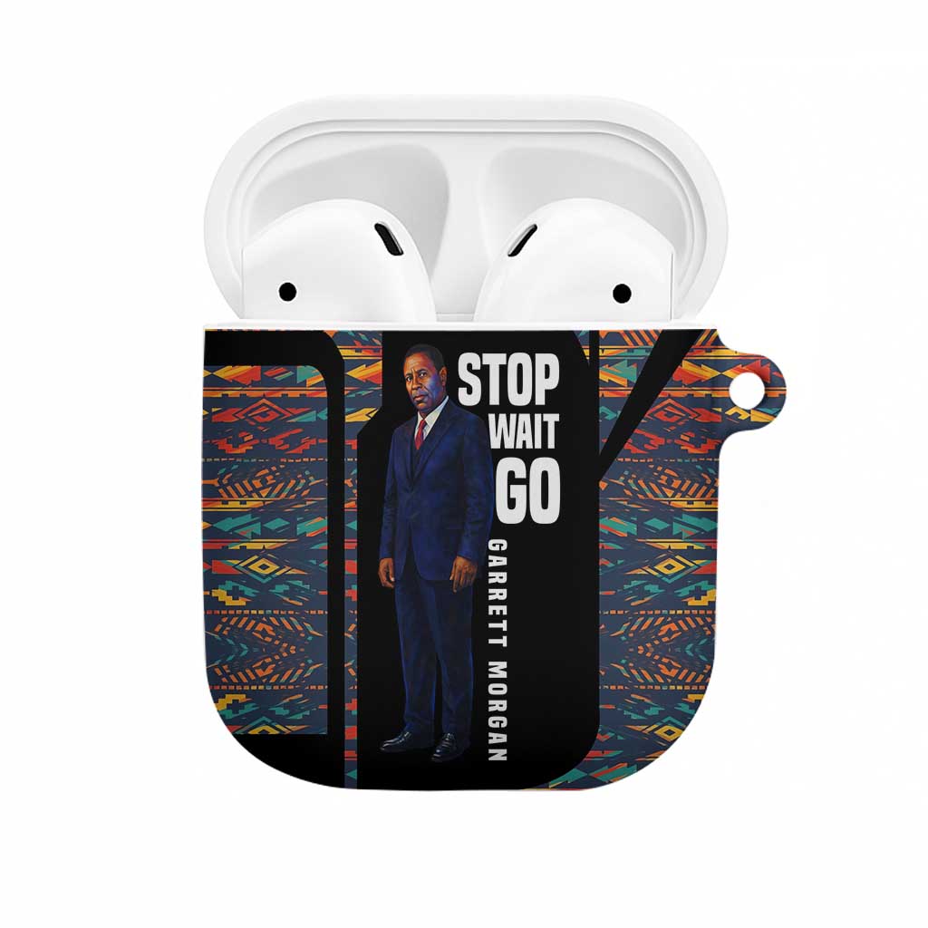 Garrett Morgan AirPods Case with Full Body Portrait, Stop Wait Go Quote, Traffic Light Design - Wonder Print Shop