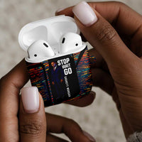 Garrett Morgan AirPods Case with Full Body Portrait, Stop Wait Go Quote, Traffic Light Design - Wonder Print Shop