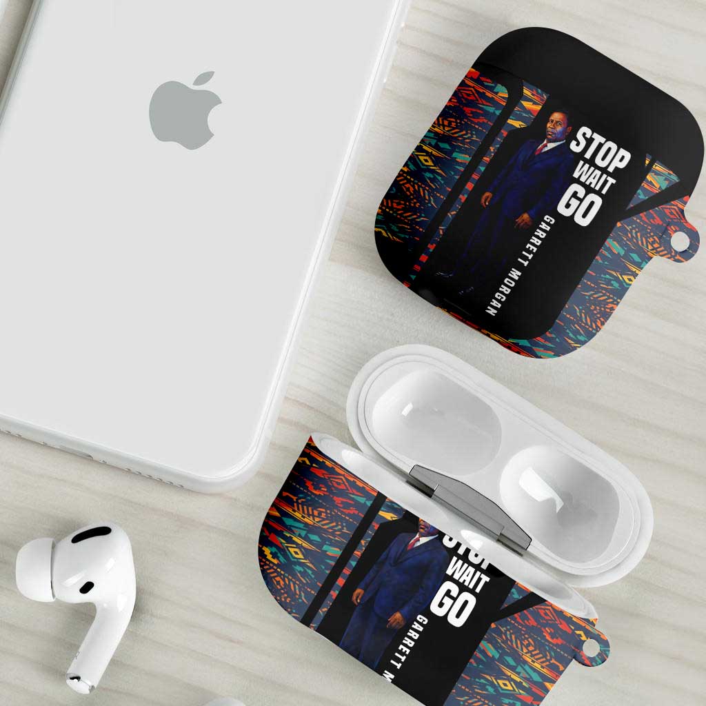 Garrett Morgan AirPods Case with Full Body Portrait, Stop Wait Go Quote, Traffic Light Design - Wonder Print Shop