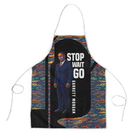 Garrett Morgan Apron with Full Body Portrait, Stop Wait Go Quote, Traffic Light Design - Wonder Print Shop