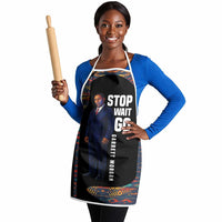 Garrett Morgan Apron with Full Body Portrait, Stop Wait Go Quote, Traffic Light Design - Wonder Print Shop