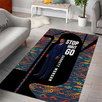 Garrett Morgan Area Rug with Full Body Portrait, Stop Wait Go Quote, Traffic Light Design - Wonder Print Shop