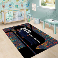 Garrett Morgan Area Rug with Full Body Portrait, Stop Wait Go Quote, Traffic Light Design - Wonder Print Shop