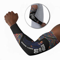Garrett Morgan Arm Sleeves with Full Body Portrait, Stop Wait Go Quote, Traffic Light Design - Wonder Print Shop