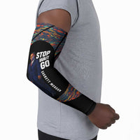 Garrett Morgan Arm Sleeves with Full Body Portrait, Stop Wait Go Quote, Traffic Light Design - Wonder Print Shop