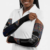 Garrett Morgan Arm Sleeves with Full Body Portrait, Stop Wait Go Quote, Traffic Light Design - Wonder Print Shop