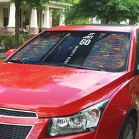 Garrett Morgan Auto Sun Shade with Full Body Portrait, Stop Wait Go Quote, Traffic Light Design - Wonder Print Shop