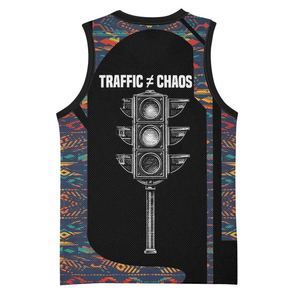 Garrett Morgan Basketball Jersey with Full Body Portrait, Stop Wait Go Quote, Traffic Light Design - Wonder Print Shop
