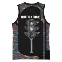 Garrett Morgan Basketball Jersey with Full Body Portrait, Stop Wait Go Quote, Traffic Light Design - Wonder Print Shop