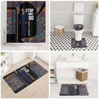 Garrett Morgan Bathroom Set with Full Body Portrait, Stop Wait Go Quote, Traffic Light Design - Wonder Print Shop