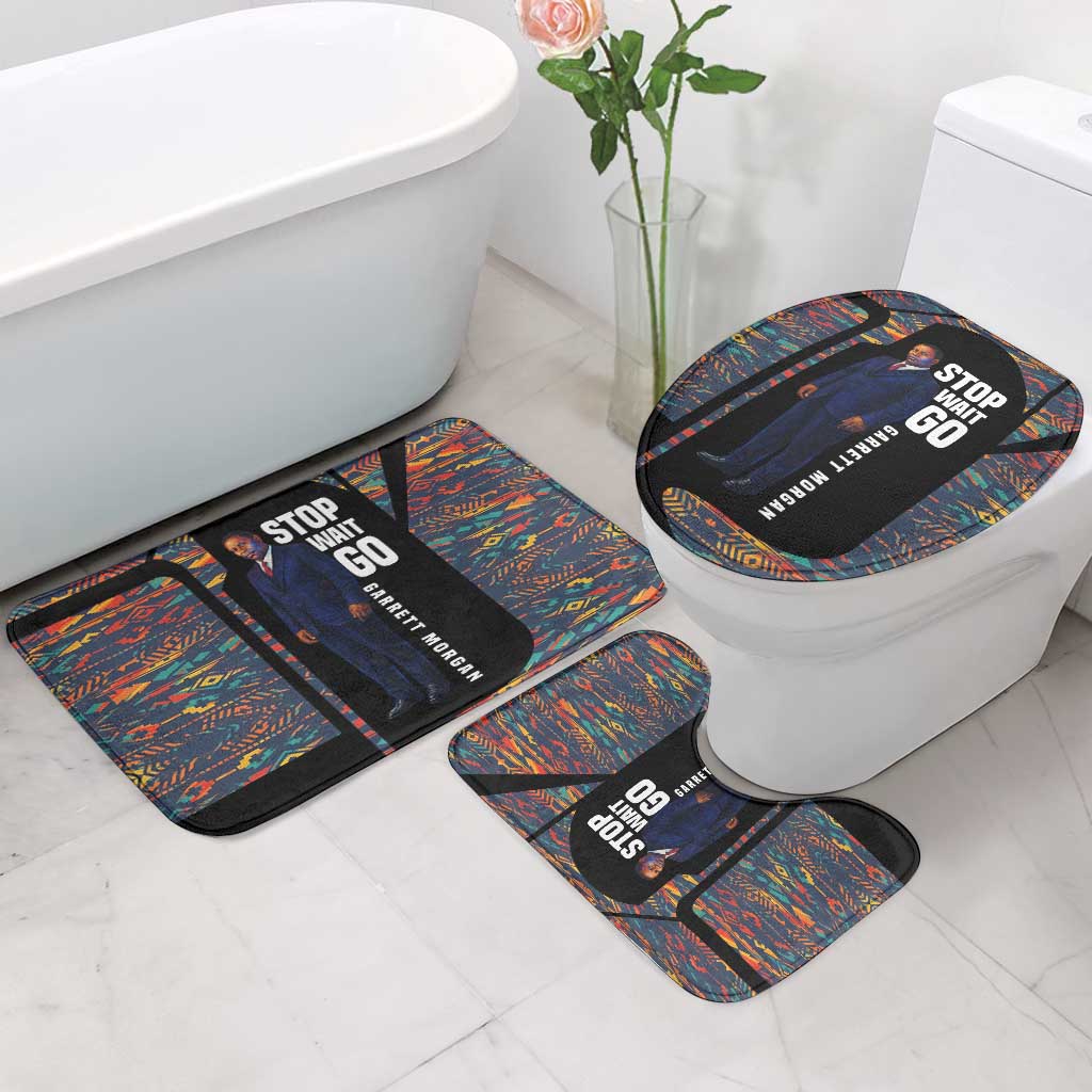 Garrett Morgan Bathroom Set with Full Body Portrait, Stop Wait Go Quote, Traffic Light Design - Wonder Print Shop