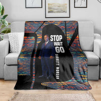 Garrett Morgan Blanket with Full Body Portrait, Stop Wait Go Quote, Traffic Light Design - Wonder Print Shop