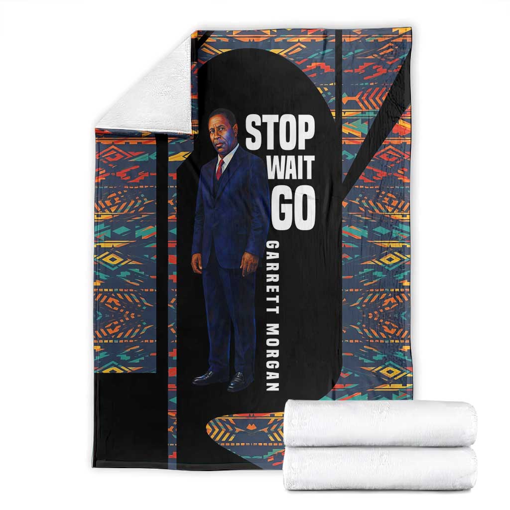 Garrett Morgan Blanket with Full Body Portrait, Stop Wait Go Quote, Traffic Light Design - Wonder Print Shop