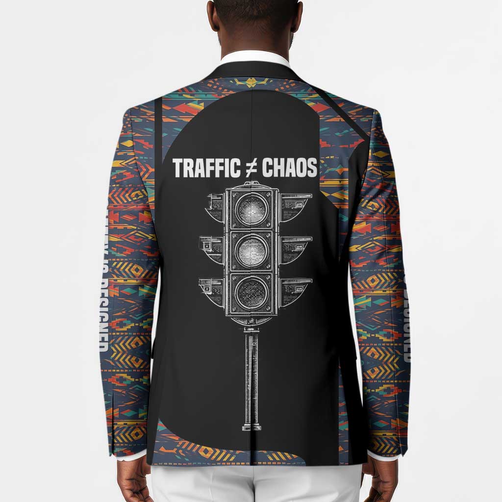 Garrett Morgan Blazer with Full Body Portrait, Stop Wait Go Quote, Traffic Light Design - Wonder Print Shop