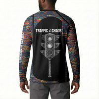 Garrett Morgan Button Sweatshirt with Full Body Portrait, Stop Wait Go Quote, Traffic Light Design
