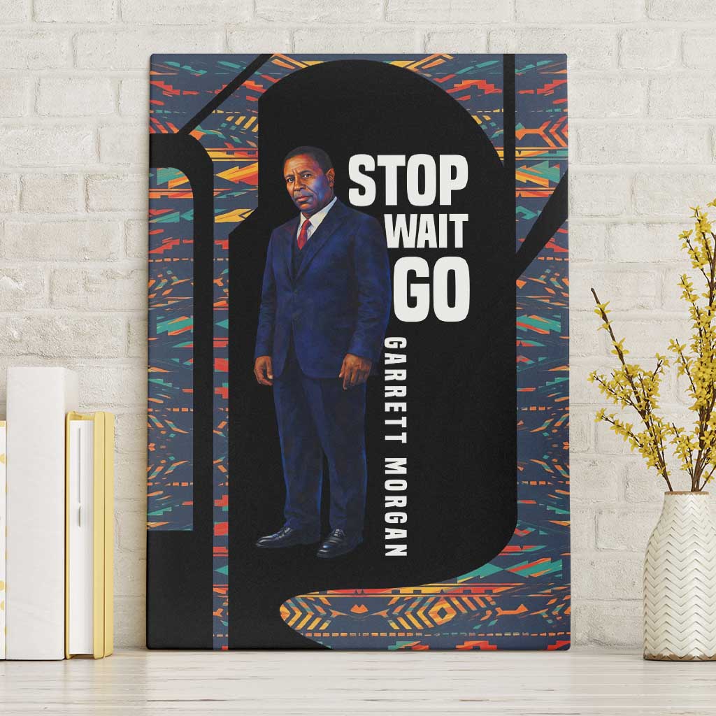 Garrett Morgan Canvas Wall Art with Full Body Portrait, Stop Wait Go Quote, Traffic Light Design - Wonder Print Shop