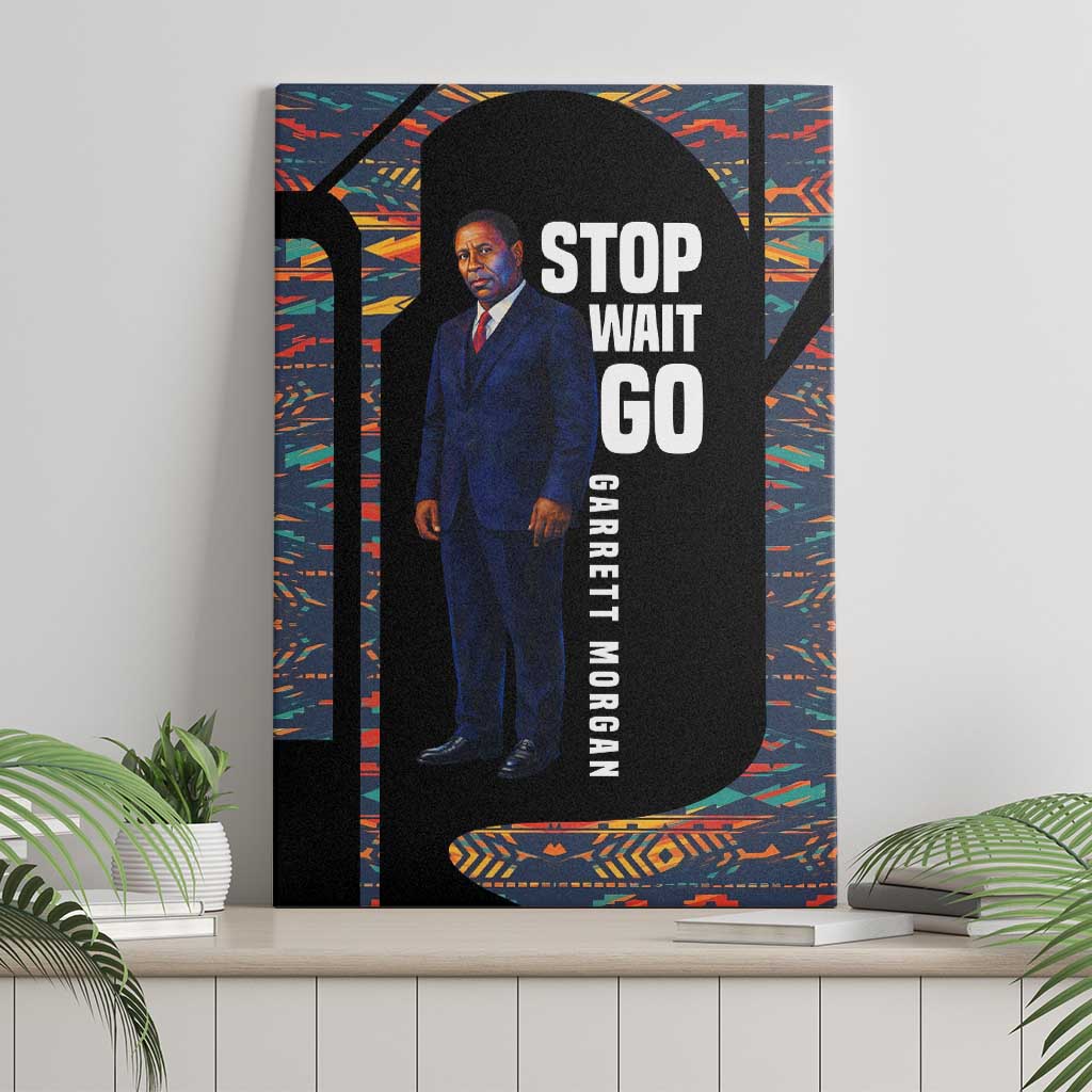 Garrett Morgan Canvas Wall Art with Full Body Portrait, Stop Wait Go Quote, Traffic Light Design - Wonder Print Shop