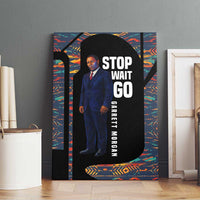 Garrett Morgan Canvas Wall Art with Full Body Portrait, Stop Wait Go Quote, Traffic Light Design - Wonder Print Shop
