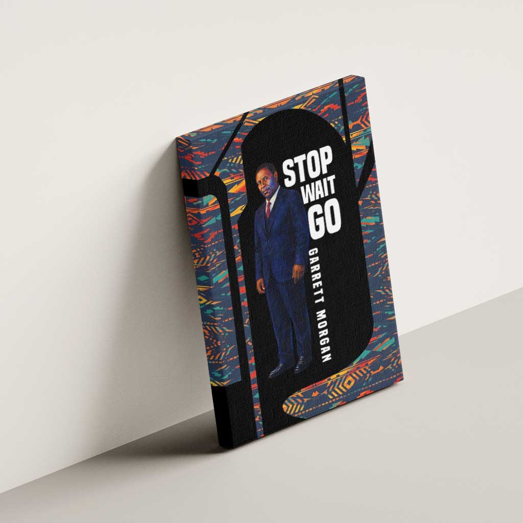 Garrett Morgan Canvas Wall Art with Full Body Portrait, Stop Wait Go Quote, Traffic Light Design - Wonder Print Shop