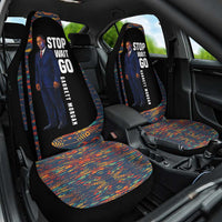 Garrett Morgan Car Seat Cover with Full Body Portrait, Stop Wait Go Quote, Traffic Light Design - Wonder Print Shop