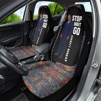 Garrett Morgan Car Seat Cover with Full Body Portrait, Stop Wait Go Quote, Traffic Light Design - Wonder Print Shop