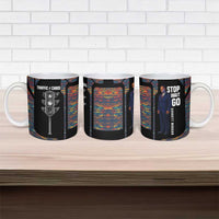 Garrett Morgan Ceramic Mug with Full Body Portrait, Stop Wait Go Quote, Traffic Light Design - Wonder Print Shop