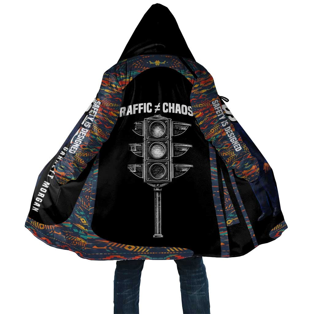 Garrett Morgan Cloak with Full Body Portrait, Stop Wait Go Quote, Traffic Light Design - Wonder Print Shop