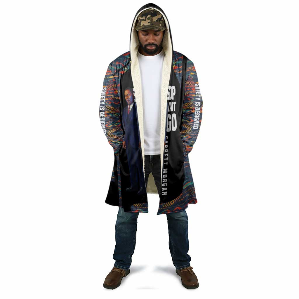 Garrett Morgan Cloak with Full Body Portrait, Stop Wait Go Quote, Traffic Light Design - Wonder Print Shop