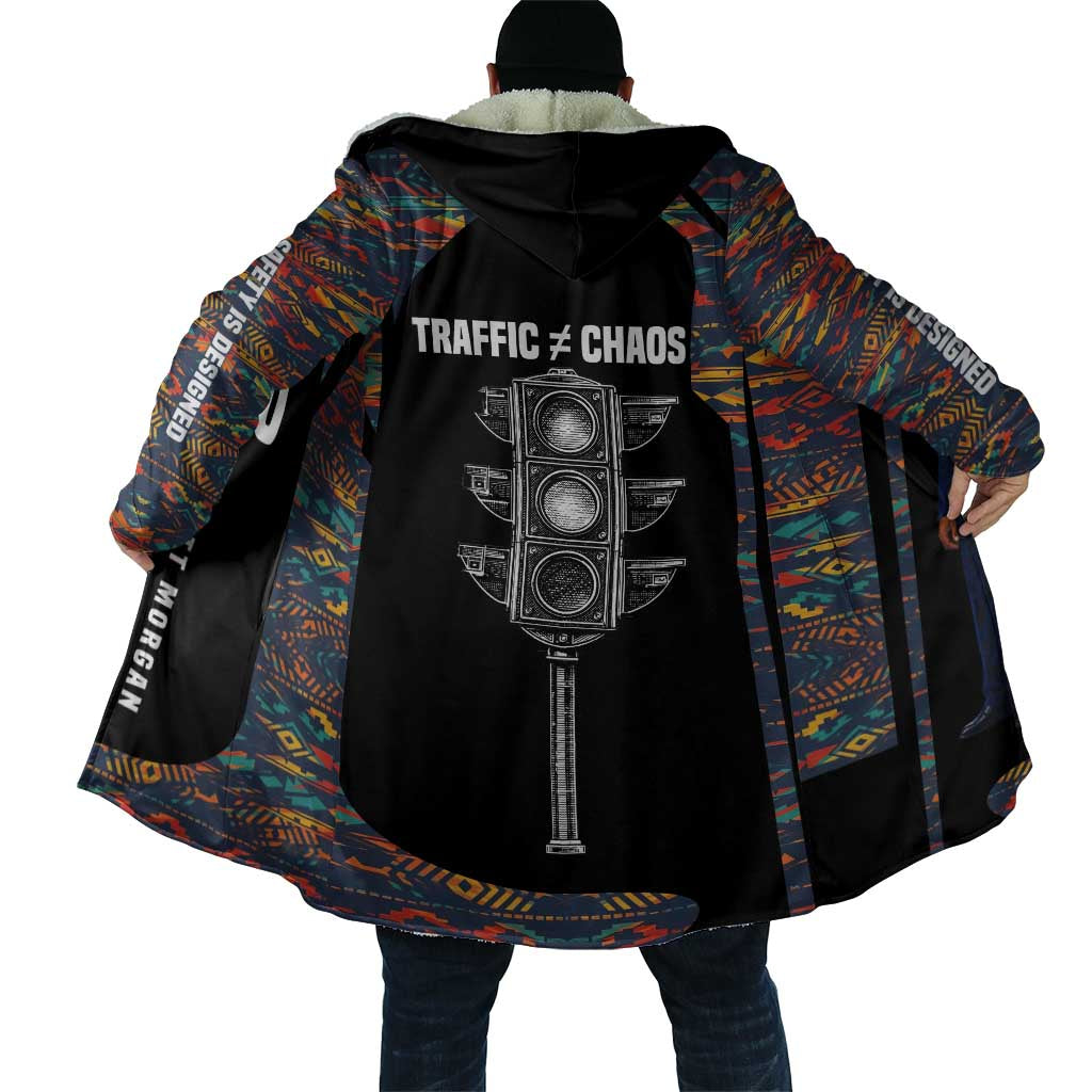 Garrett Morgan Cloak with Full Body Portrait, Stop Wait Go Quote, Traffic Light Design - Wonder Print Shop