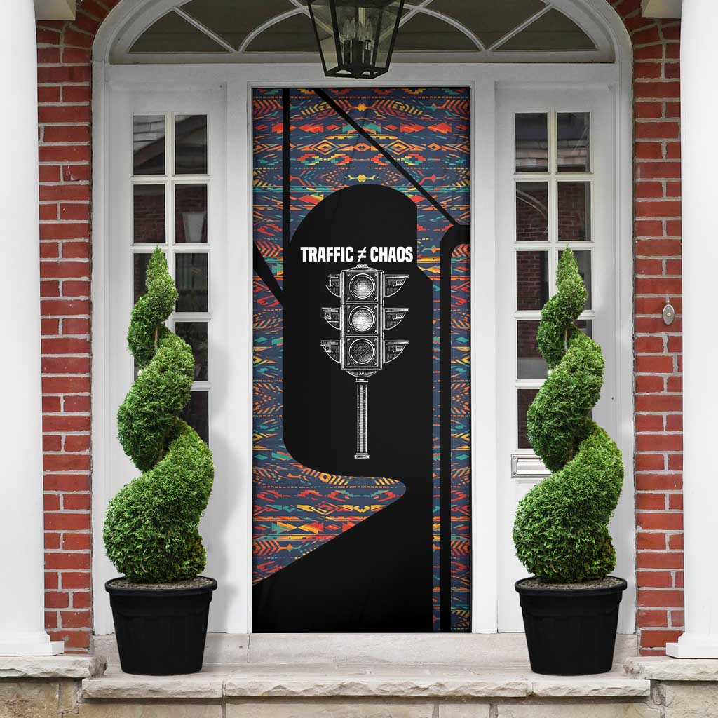 Garrett Morgan Door Cover with Full Body Portrait, Stop Wait Go Quote, Traffic Light Design - Wonder Print Shop