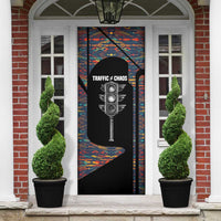 Garrett Morgan Door Cover with Full Body Portrait, Stop Wait Go Quote, Traffic Light Design - Wonder Print Shop