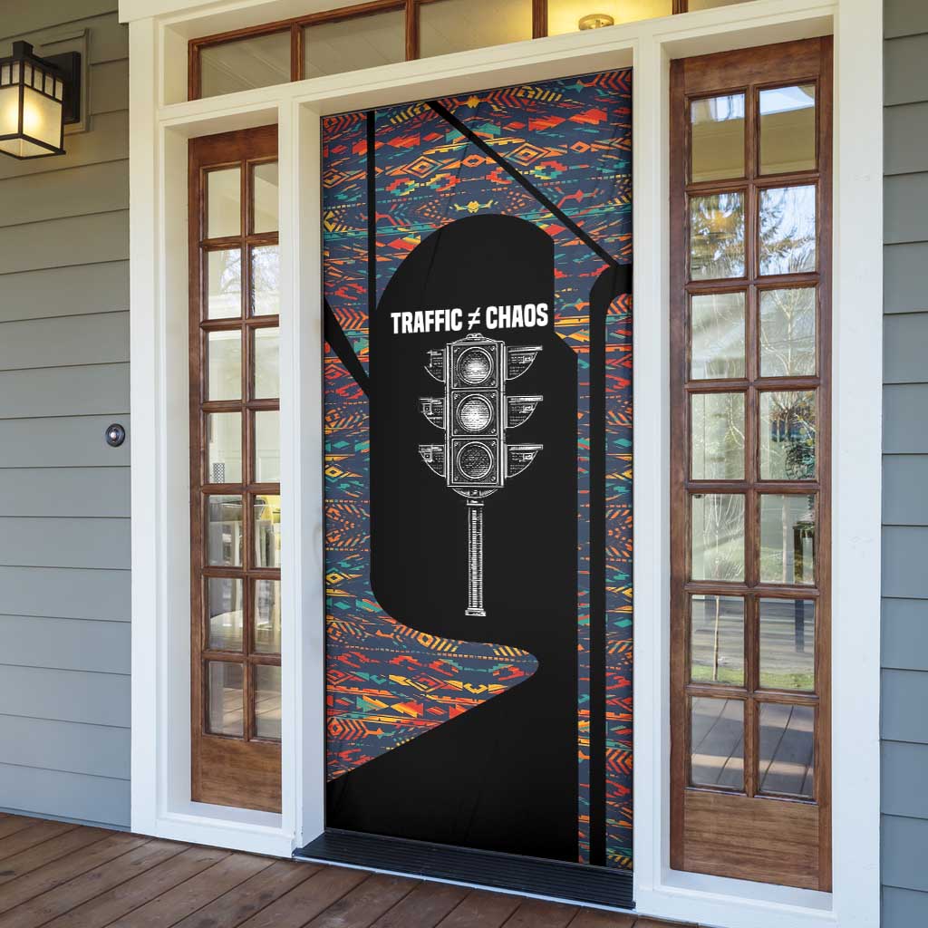Garrett Morgan Door Cover with Full Body Portrait, Stop Wait Go Quote, Traffic Light Design - Wonder Print Shop
