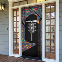 Garrett Morgan Door Cover with Full Body Portrait, Stop Wait Go Quote, Traffic Light Design - Wonder Print Shop