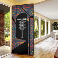 Garrett Morgan Door Cover with Full Body Portrait, Stop Wait Go Quote, Traffic Light Design - Wonder Print Shop