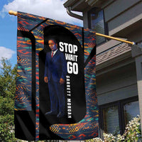 Garrett Morgan Garden Flag with Full Body Portrait, Stop Wait Go Quote, Traffic Light Design - Wonder Print Shop