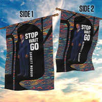 Garrett Morgan Garden Flag with Full Body Portrait, Stop Wait Go Quote, Traffic Light Design - Wonder Print Shop