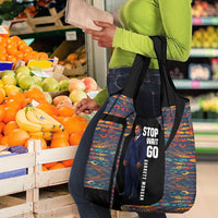 Garrett Morgan Grocery Bag with Full Body Portrait, Stop Wait Go Quote, Traffic Light Design - Wonder Print Shop