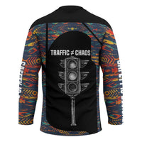 Garrett Morgan Hockey Jersey with Full Body Portrait, Stop Wait Go Quote, Traffic Light Design - Wonder Print Shop