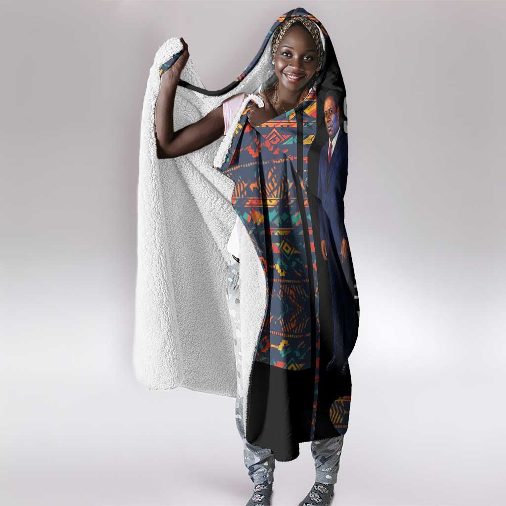 Garrett Morgan Hooded Blanket with Full Body Portrait, Stop Wait Go Quote, Traffic Light Design - Wonder Print Shop