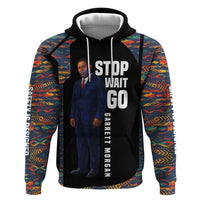 Garrett Morgan Hoodie with Full Body Portrait, Stop Wait Go Quote, Traffic Light Design - Wonder Print Shop