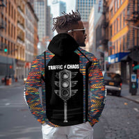 Garrett Morgan Hoodie with Full Body Portrait, Stop Wait Go Quote, Traffic Light Design - Wonder Print Shop