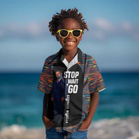 Garrett Morgan Kid Hawaiian Shirt with Full Body Portrait, Stop Wait Go Quote, Traffic Light Design - Wonder Print Shop