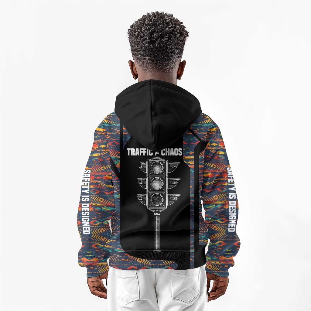 Garrett Morgan Kid Hoodie with Full Body Portrait, Stop Wait Go Quote, Traffic Light Design - Wonder Print Shop