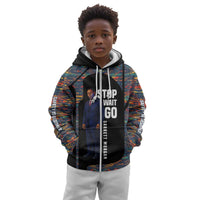 Garrett Morgan Kid Hoodie with Full Body Portrait, Stop Wait Go Quote, Traffic Light Design - Wonder Print Shop
